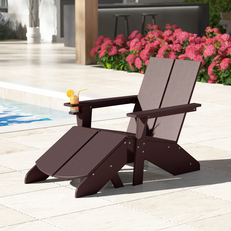 Chaise Adirondack moderne en poly avec repose-pieds, Brun