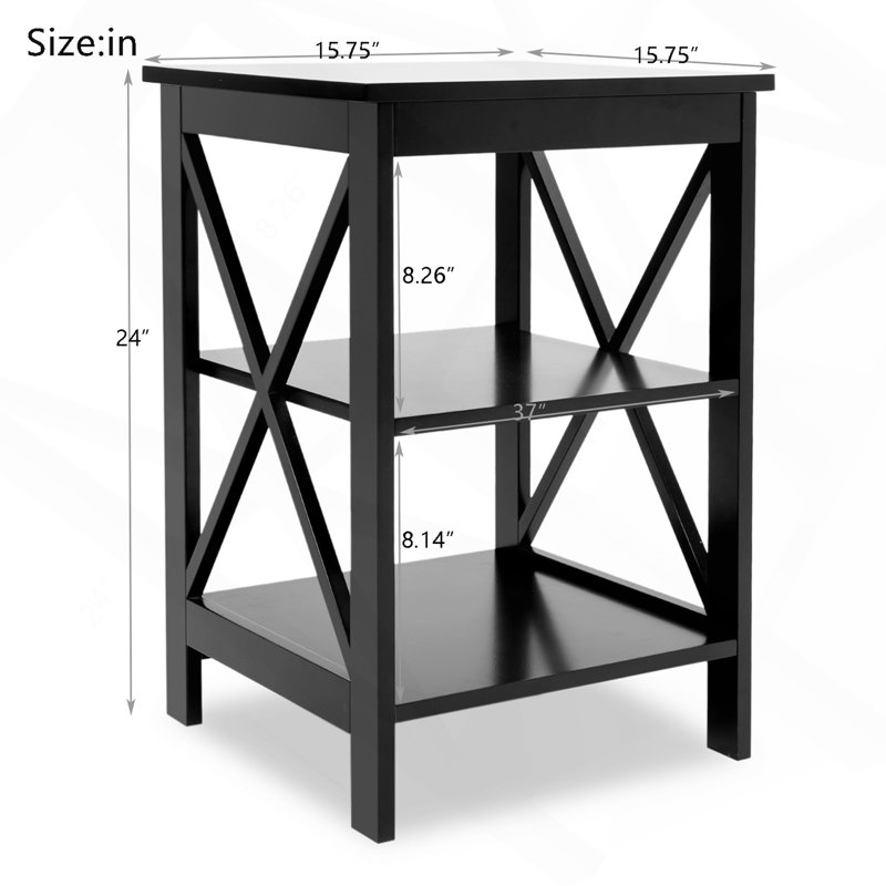 Petite table d'appoint Oxford, table de bout noire avec pieds en panneau de fibres à densité moyenne