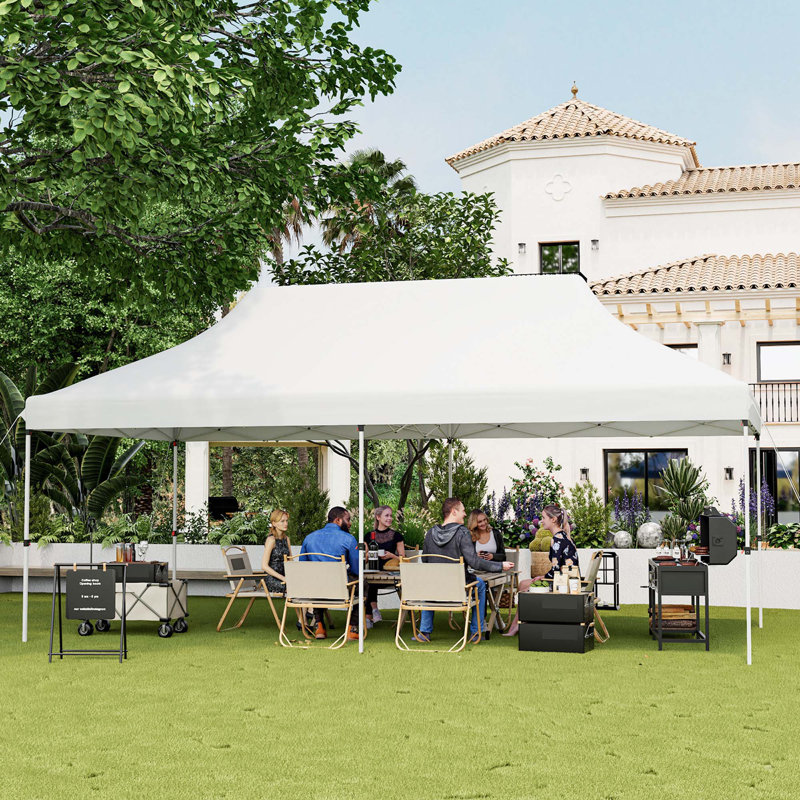 Costway 10 X 20 Ft Pop-up Canopy Upf50+ Sun Protection Tent With Carrying Bag Blue, White