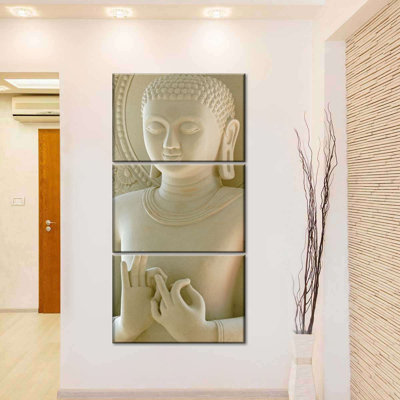 " Limestone Buddha " 3 - Pieces