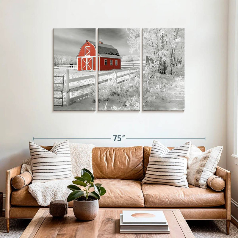 Red Barn In Winter, 36" H x 57" W