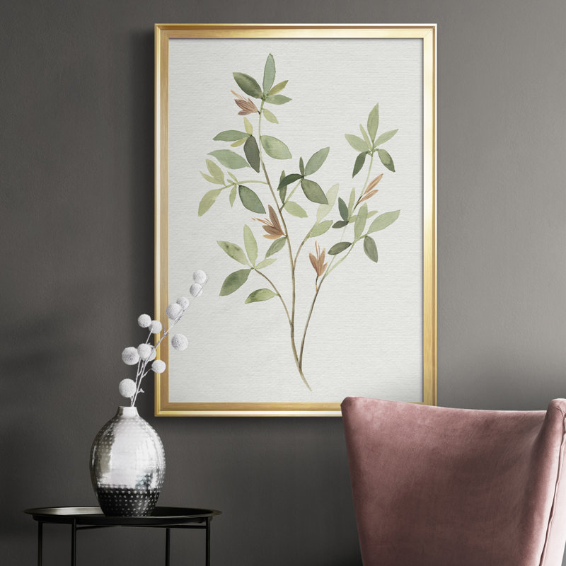 " Single Sprig I " Painting Print, Gold Framed, 24.5" H x 18.5" W x 1" D