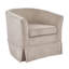 Fauteuil demi-tonneau pivotant en velours beige moderne - base à jupe, coussin moelleux, fauteuil d'appoint de salon