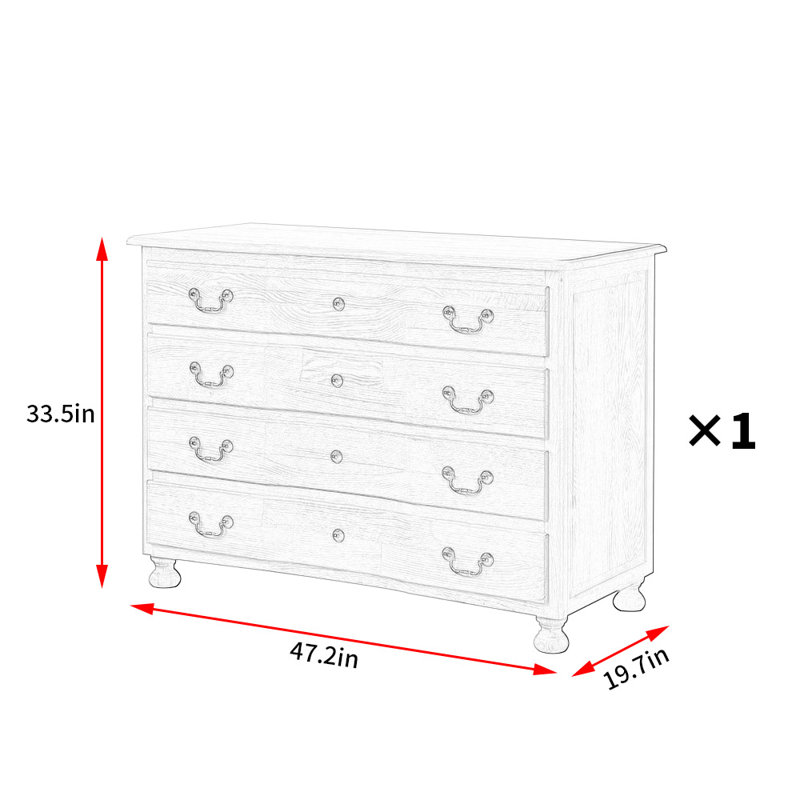 Commode décorative American Retro, Brun orangé