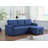 Lucca 84"W Blue Linen Reversible Sleeper Sectional Sofa With Storage Chaise-1251610503