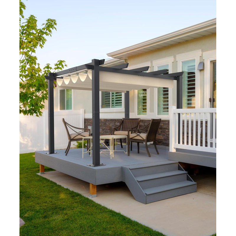 Aluminum Pergola with Canopy, Khaki