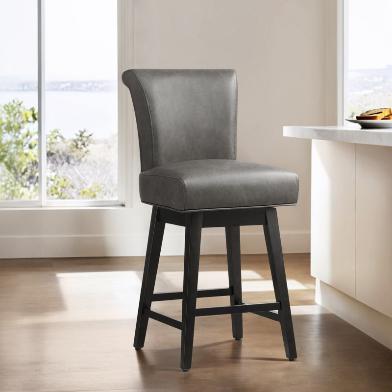 Elora Swivel Upholstered Counter Stool, Gray