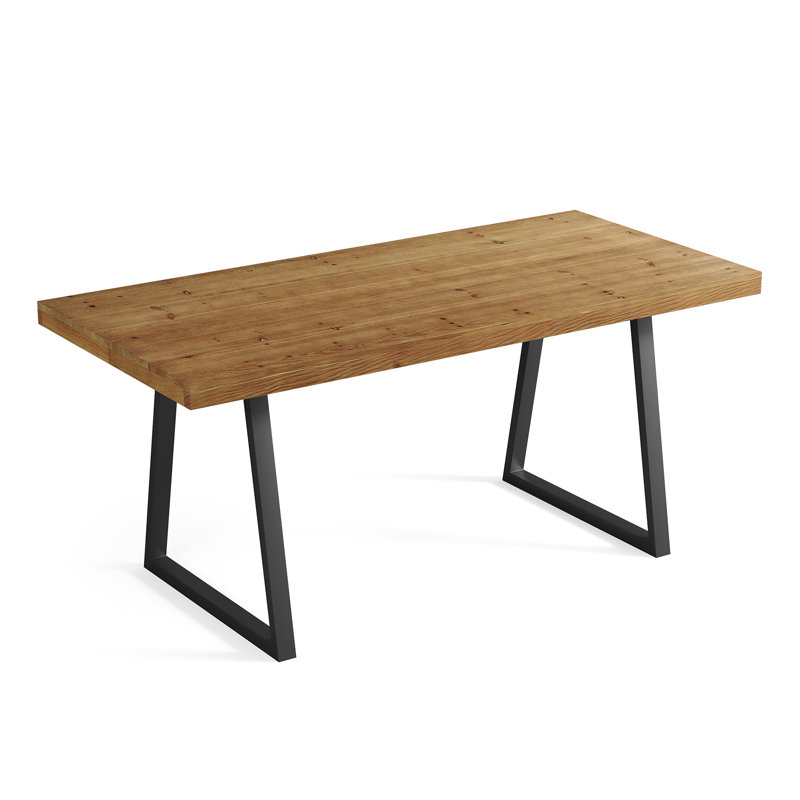 63" Solid Wood Rectangle Dining Table for 6, Brown