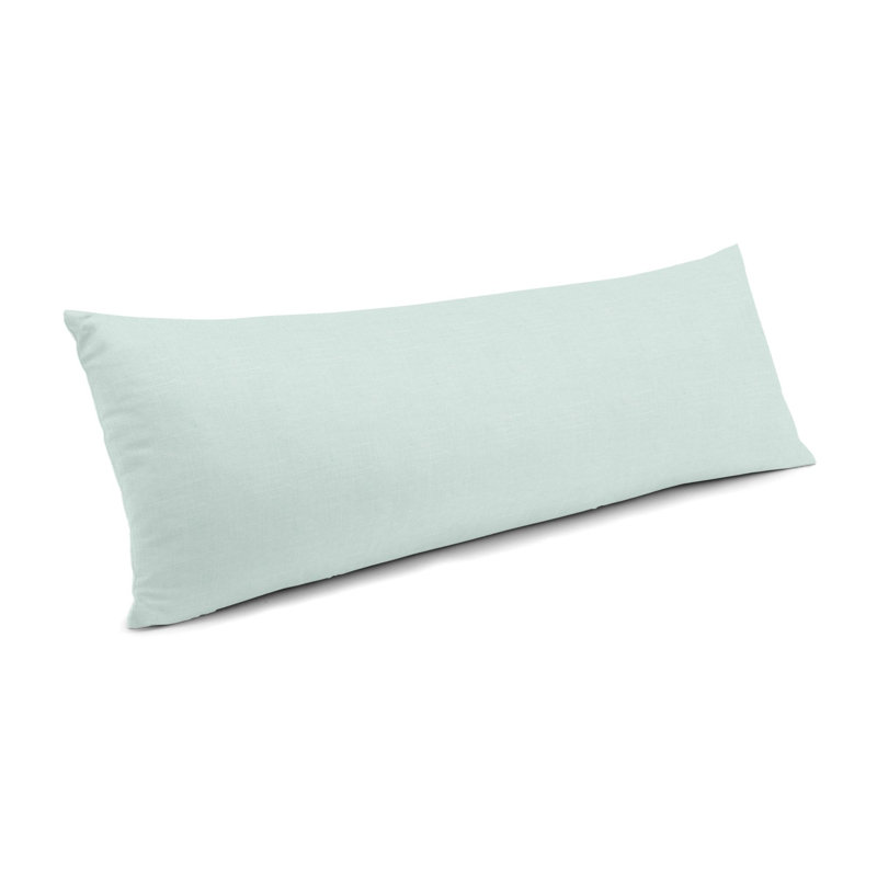 Pale Blue Linen Large Lumbar Pillow, Pale Green, 14" x 48", Down Blend