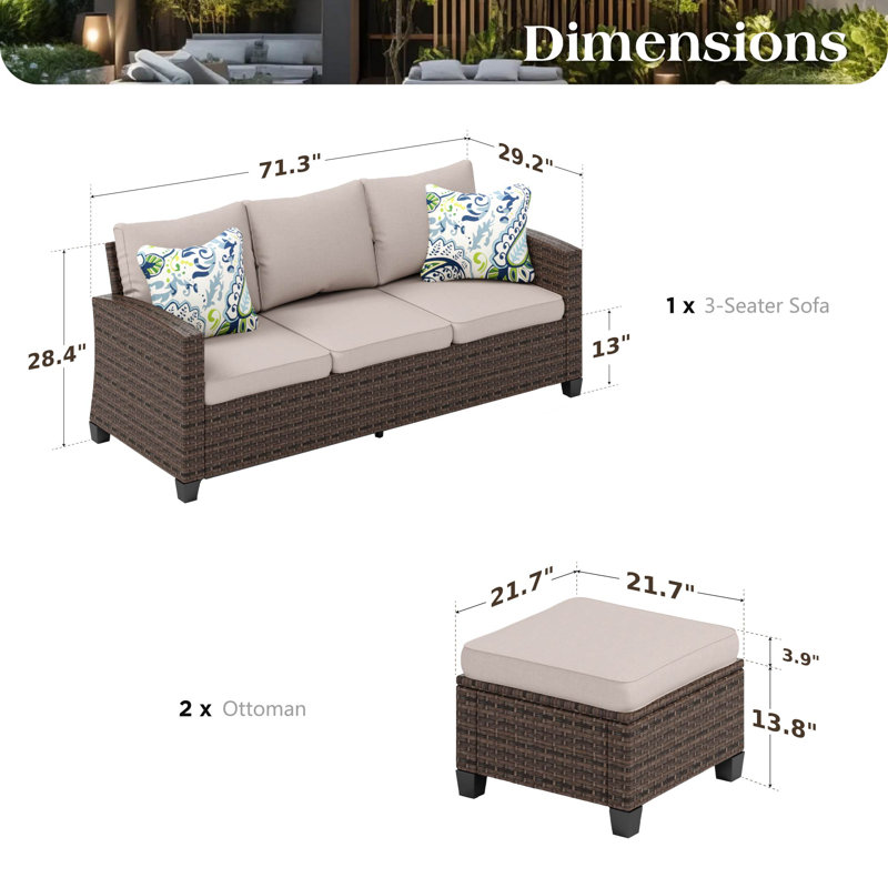 Mubariz 5 - Person Seating Group with Cushions, Beige
