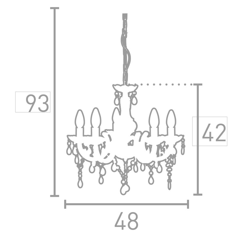 Lustre style chandelier 5 lumières Kelly, Transparent