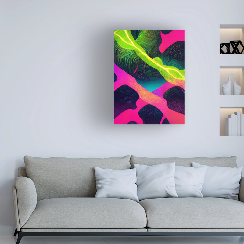 Art mural sur toile tendue - motif mural «Jungle 13» de Wumples pour décor de salon, de chambre à coucher ou de bureau - 24 x 32