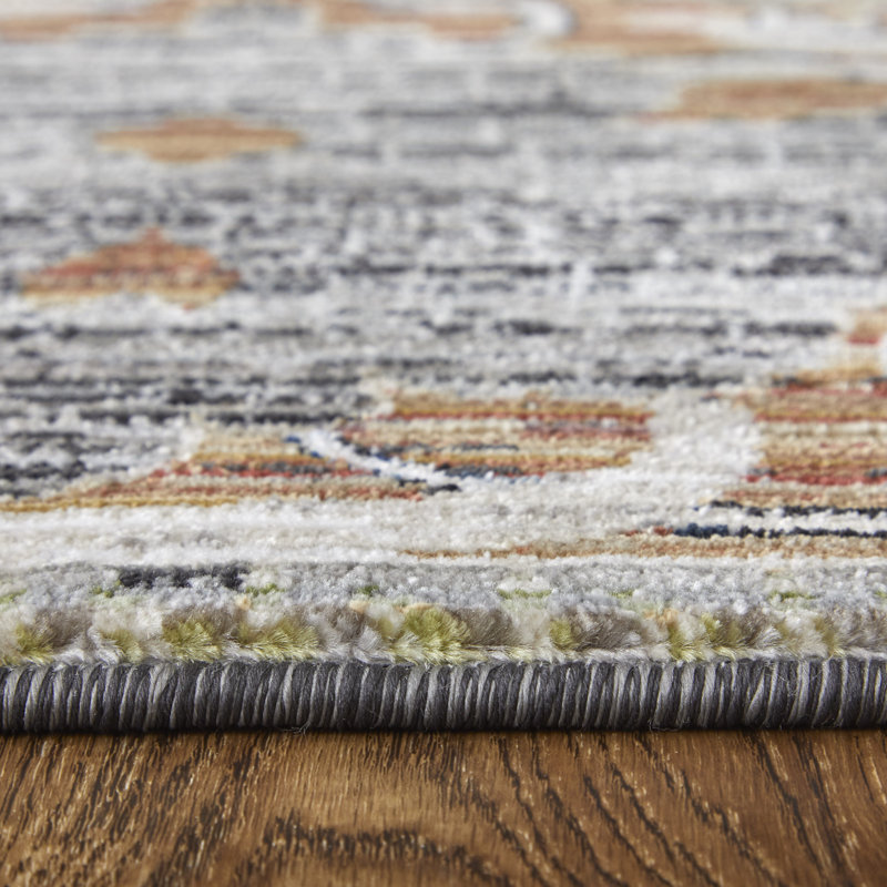 Ikat Claymore transitionnel, ivoire / rouge / gris, Rectangle 9 pi x 12 pi 8 po