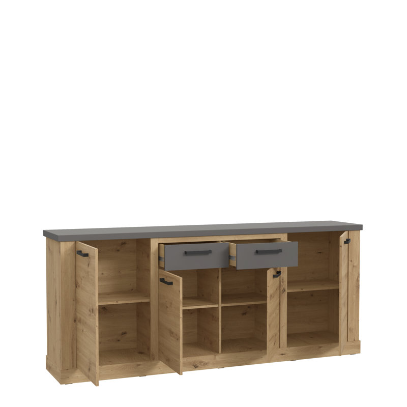 Buffet à 2 tiroirs de 83,78 po Alden, Brun / gris