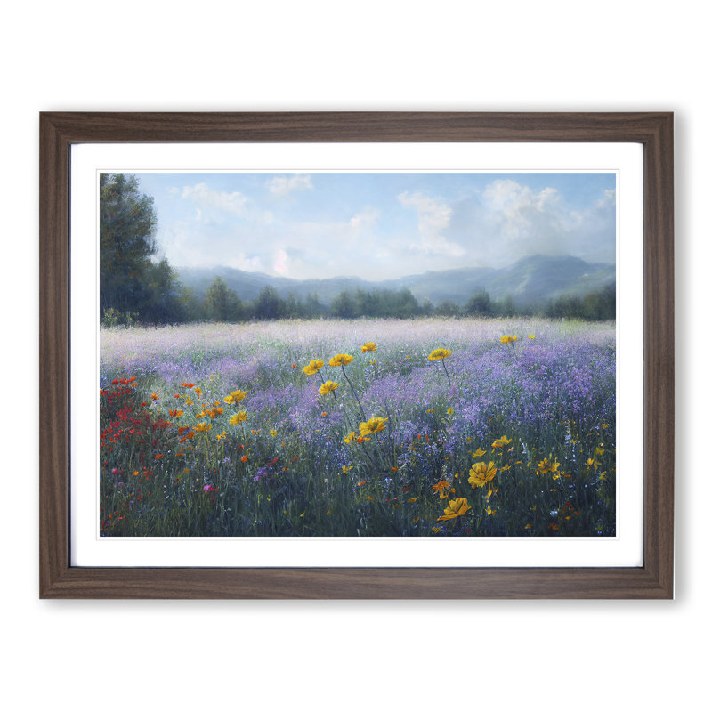 Distinguished Wildflowers Floral - Single Picture Frame Painting, Walnut, 46cm H x 64cm W x 2cm D