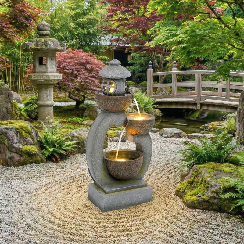 Outdoor Fountain with Lights