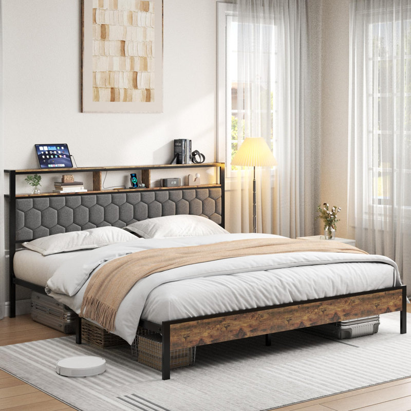 King Size Bed Frames With Upholstered Headboard, King