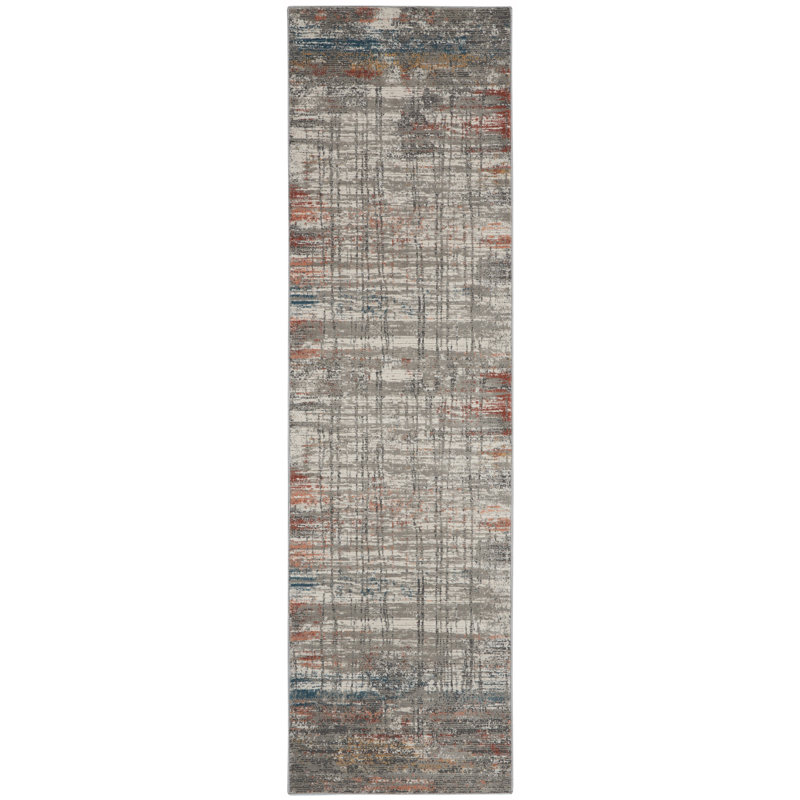Abstract Gray Area Rug, Runner 2'2" x 7'6"