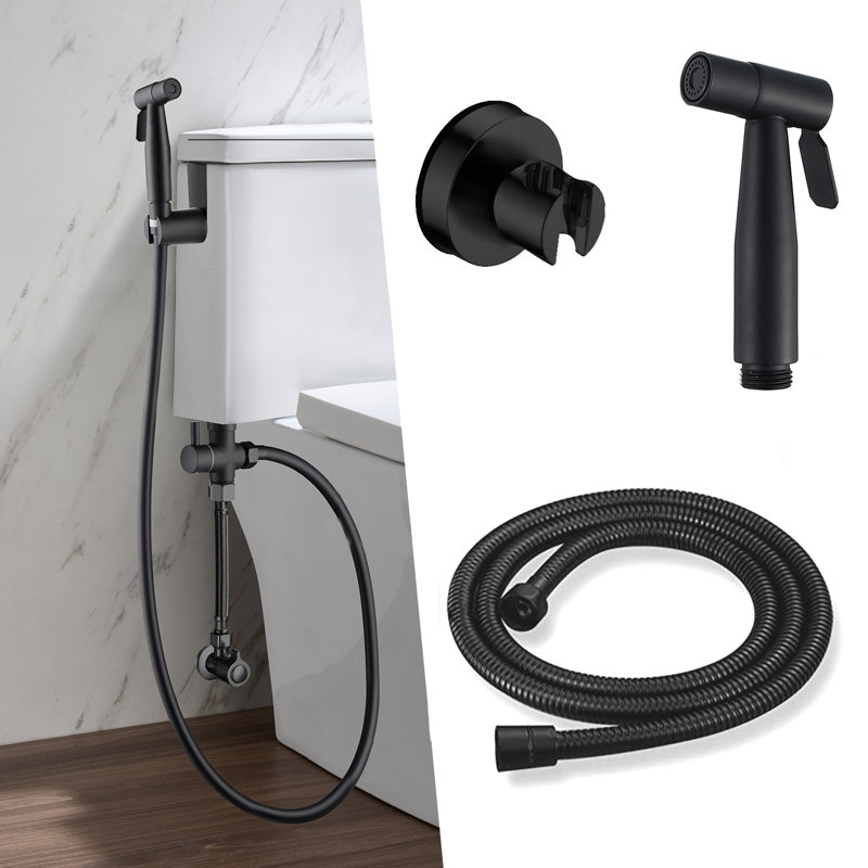 Bidet rond à main avec robinet avec douchette pour bidet, Noir mat