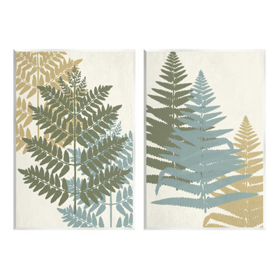 «Layered Fern Plants Botanical Leaves Mute Tones» par Kim Allen - ensemble de 2 impressions non encadrées