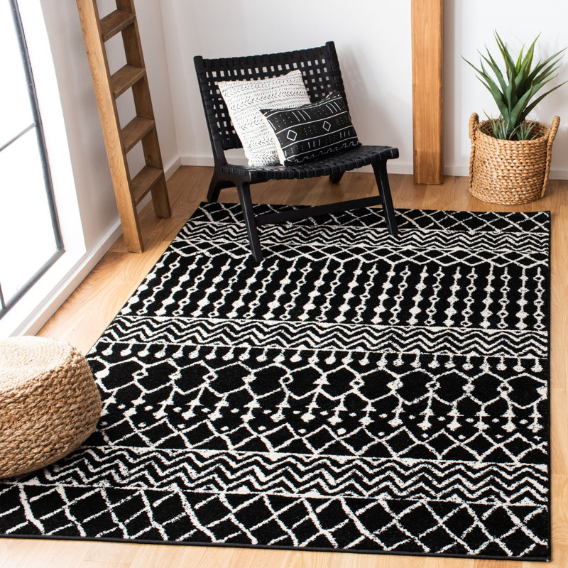 Tapis noir / ivoire à motif géométrique Cobos, Rectangle 10 pi x 13 pi