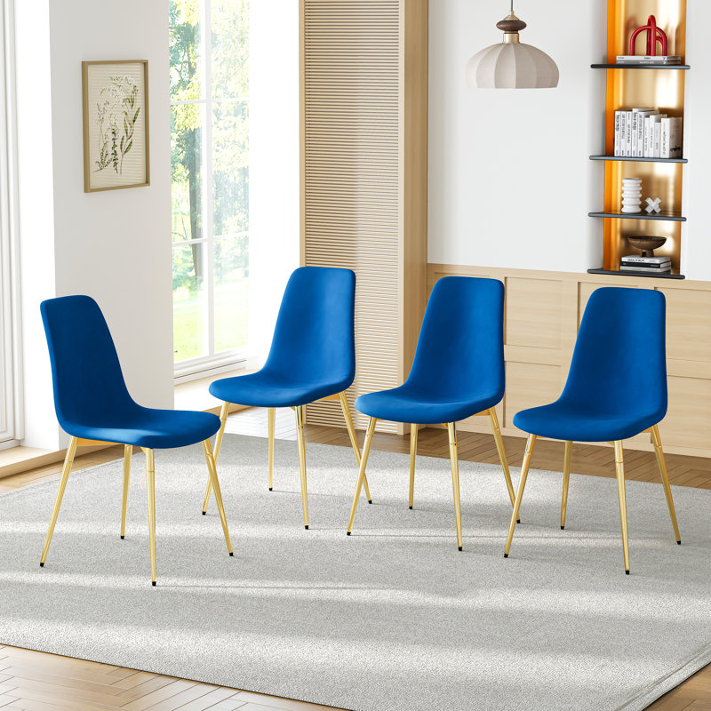 Chaise de salle à manger Boffa, Bleu, Doré