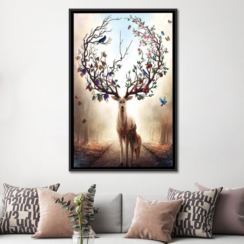 «Seasons», impression sur toile tendue, H 26 po x l 18 po x P 1,5 po, Toile encadrée noire, Pas de tapis