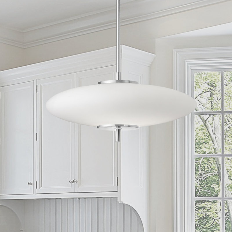 Luminaire suspendu simple à 1 lumière Kotz, Chrome poli / blanc opale