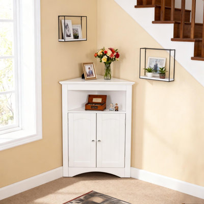 24" Console Table Sideboard Cabinet with Shelves Corner Side Table  for Small Spaces Living Room Kitchen