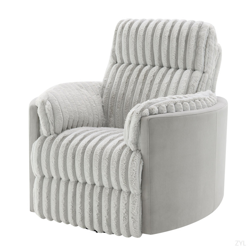 Gray Corduroy Glider Recliner W/ Swivel