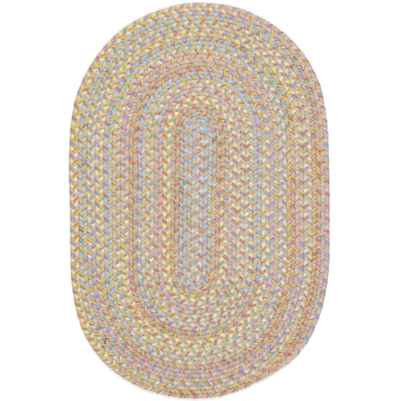 Tapis intérieur / extérieur beige tressé à la main Berklee, Ovale 7 pi x 9 pi