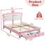 Lit double, cadre de lit tapissier de style princesse, tête de lit couronne avec éclairage DEL et tiroirs de rangement réglables, aucun matelas à ressorts requis-633978468