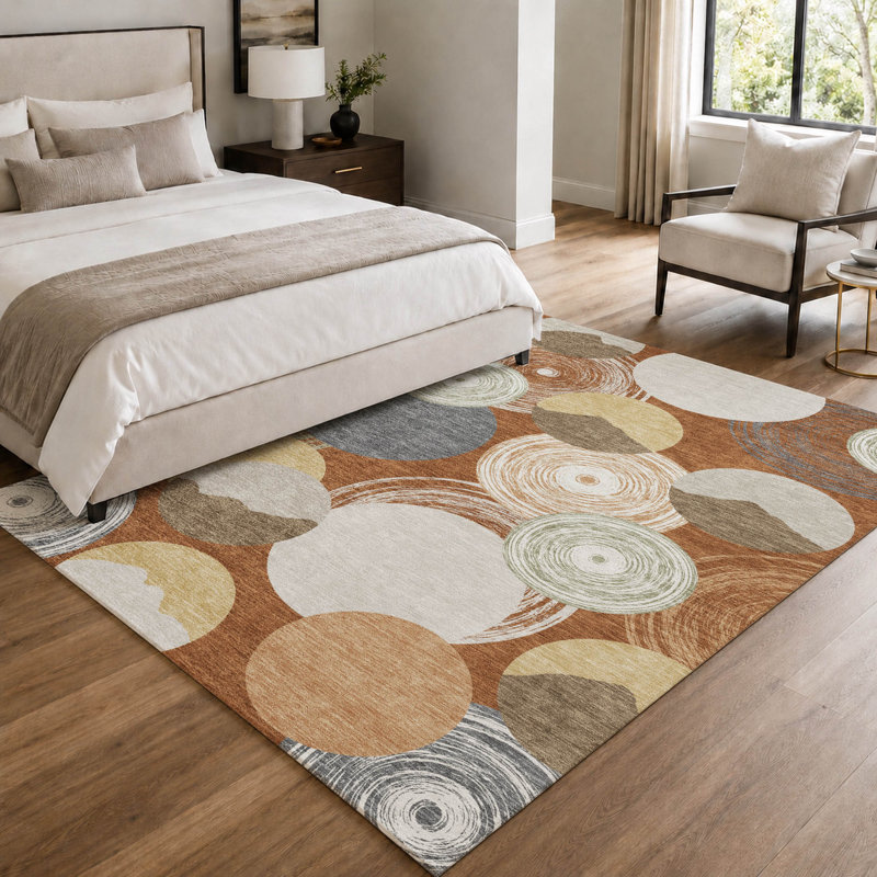 Tapis géométrique intérieur / extérieur lavable à la machine Chantille ACN2977, Paprika, 10' x 14'