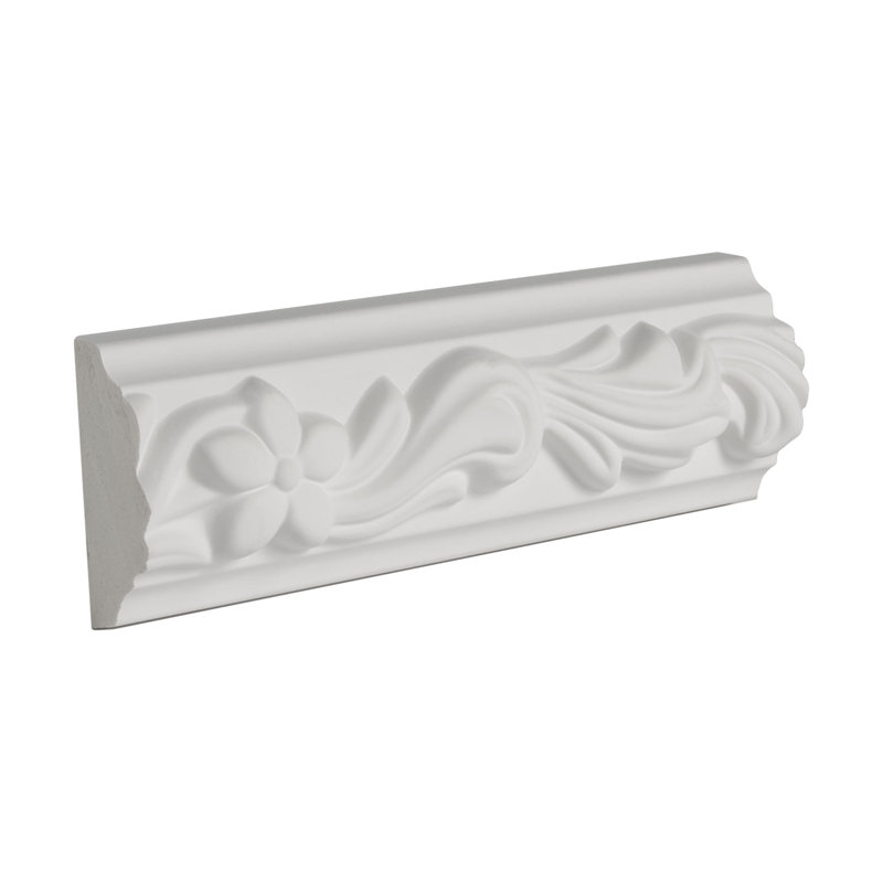 White Polyurethane Floral Panel Moulding Sample 7/8 in x 2 in x 6 in