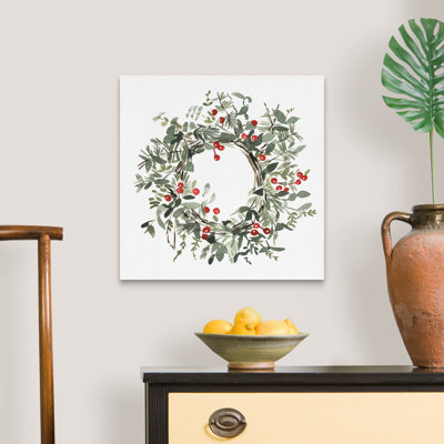 «Holly Farmhouse Wreath I» par Emma Caroline - reproduction d'art sur toile