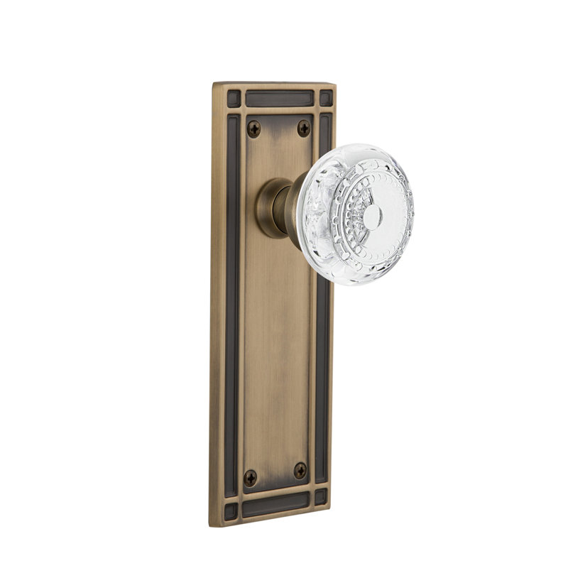 Mission Plate with Crystal Meadows Knob, 2-3/8", Antique Brass