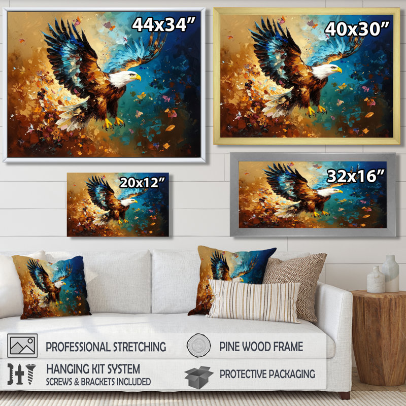 «Soaring Eagle Freedom II», art mural Aigle, Ne s’applique pas, Toile tendue, H 34 po x l 44 po