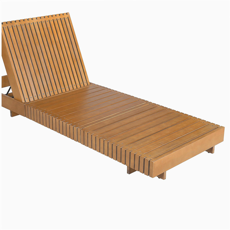 Chaise longue d'extérieur avec dossier réglable à 6 positions, bois d'acacia massif, couleur cuivre teck