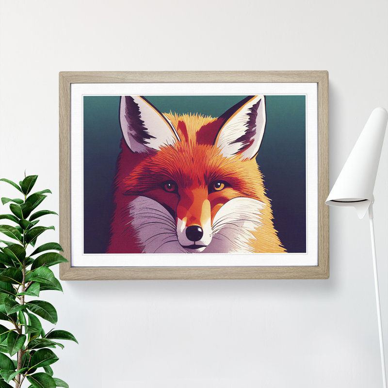 A Lush Fox - Framed Print, 46cm H x 64cm W x 2cm D, Oak