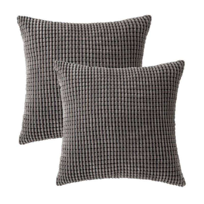 Houndstooth Cotton Blend Reversible Pillow Cover, 18" x 18", Dark Gray