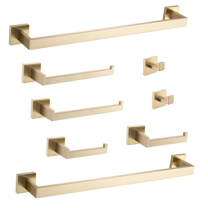 8 - Piece Bathroom Hardware Set, Brushed Gold