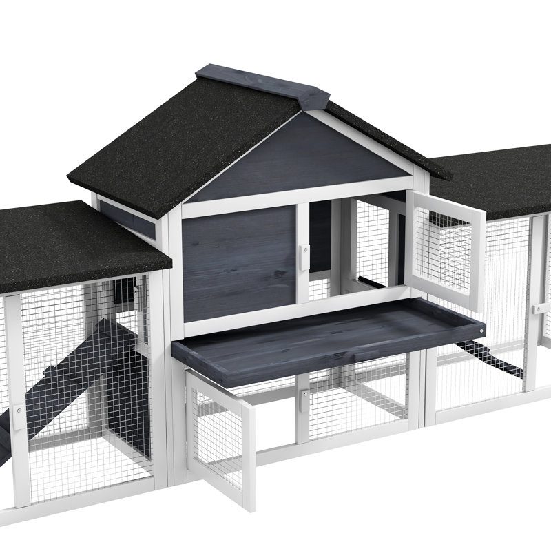 Cage à lapin 80,68 "- Toit, gris spacieux, avec