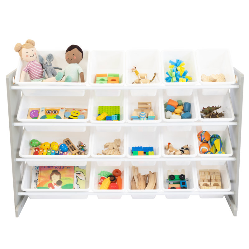 Rangement pour jouets Eveleth, Gris / blanc