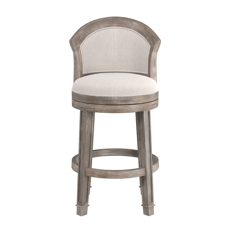 Menifee Swivel Upholstered Counter Stool with Solid Wood Frame, Bar Stool (30" Seat Height), Distressed Gray