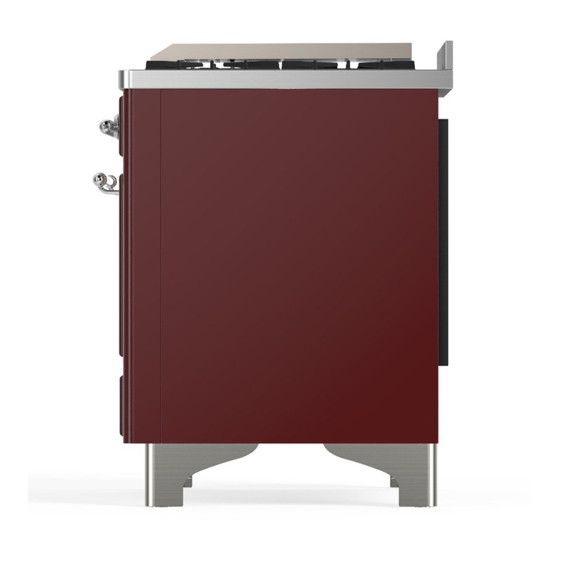 Majestic III Series 40 Inch Dual Fuel Range with 6 Sealed Burners, Griddle, in White (Natural Gas, Copper Trim), Burgundy