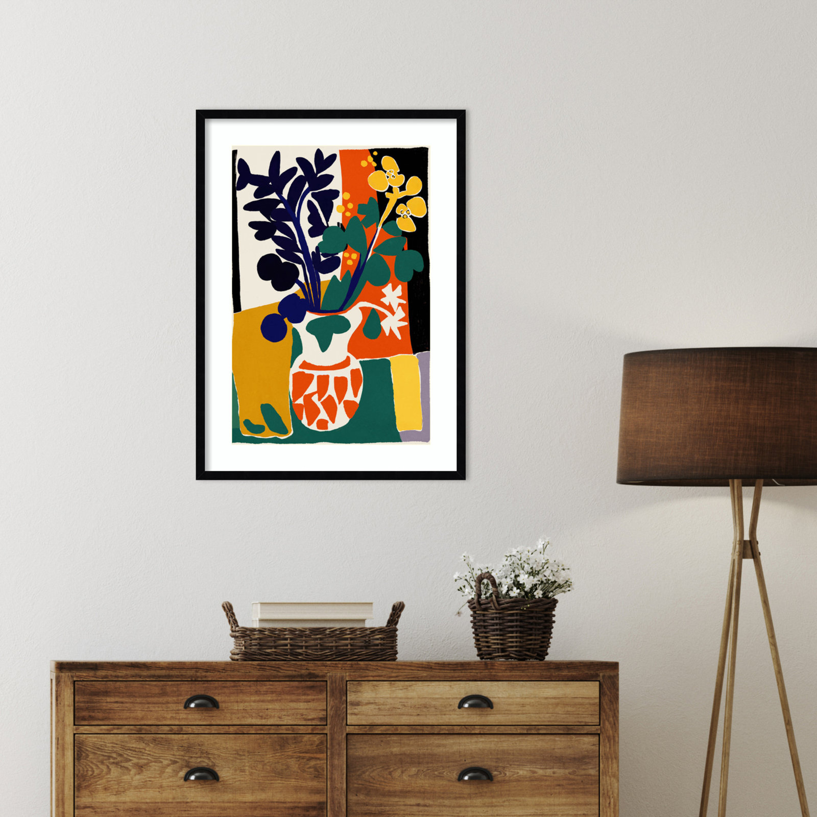 France Floral Impressions by Treechild Wood Framed Wall Art Print, 33" H x 24" W, Black