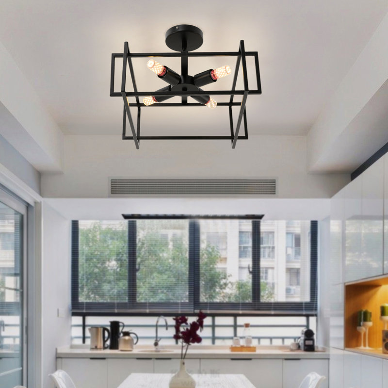 4 Head Ceiling Lamp Flush Mount Lighting Fixture E26 110V