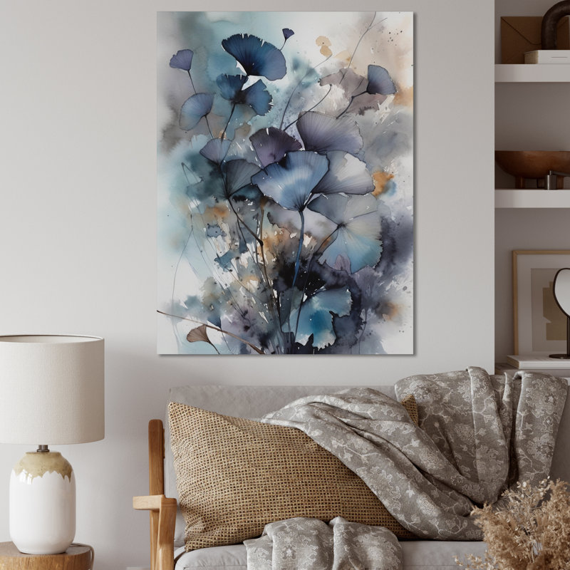 «Blue and Flowers Bouquet interprétation», impressions sur toile, H 44 po x l 34 po, Toile tendue