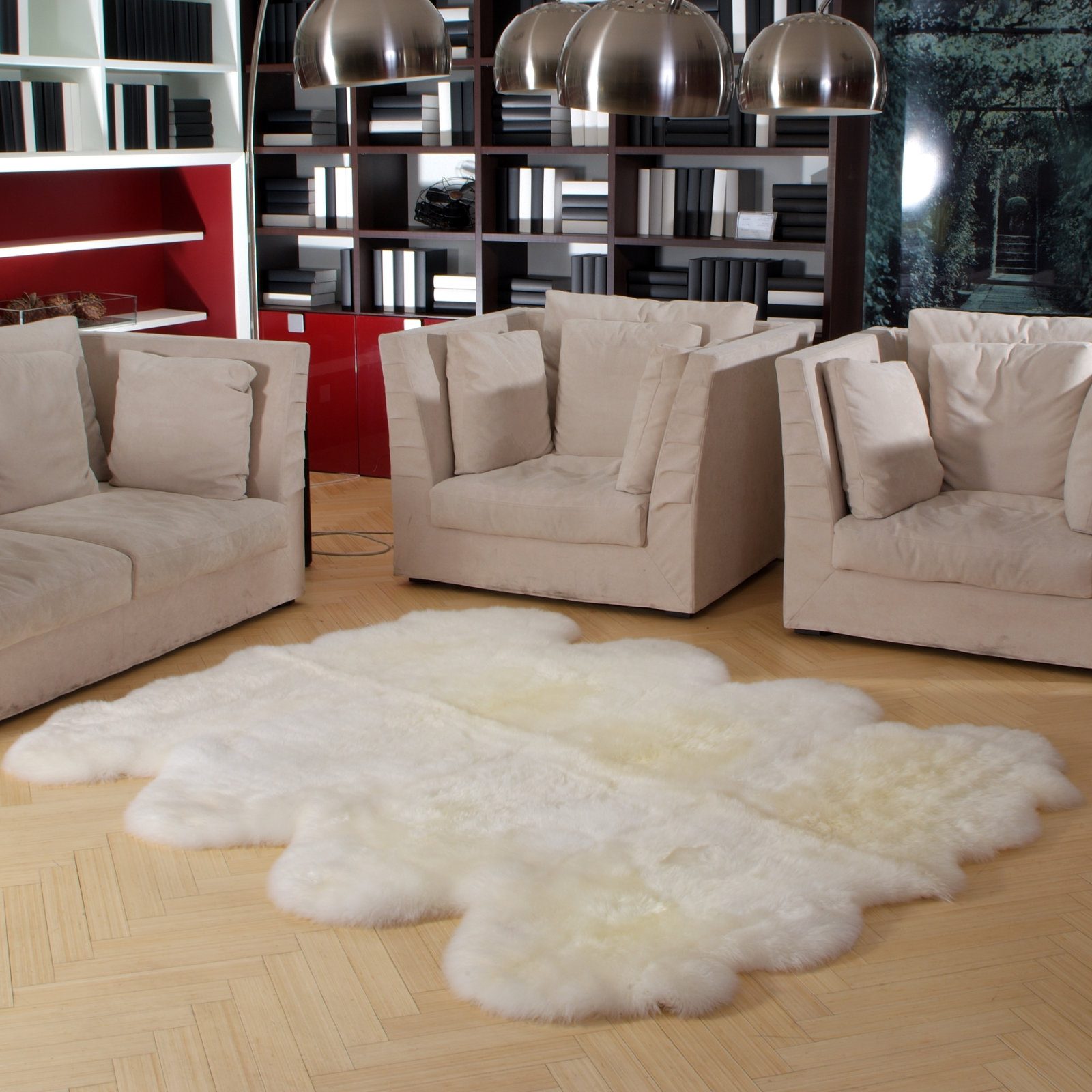 Morland Sheepskin Natural Ivory Rug, Novelty 5'6" x 7'