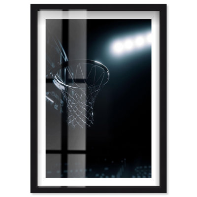 Basketball Hoop Shadowbox Print Sport Photography by Notoriart, Black Frame, 16 x 24